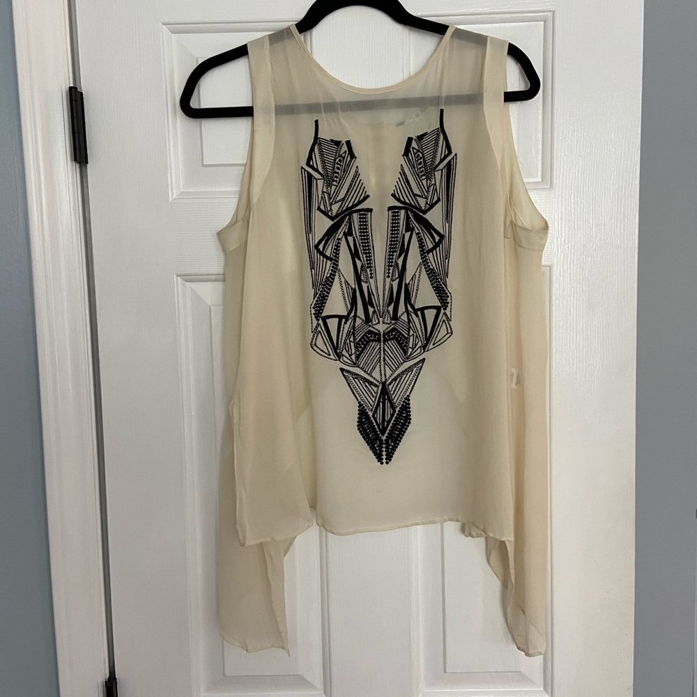Young Fabulous and Broke Cream Sheer Tank W Skull